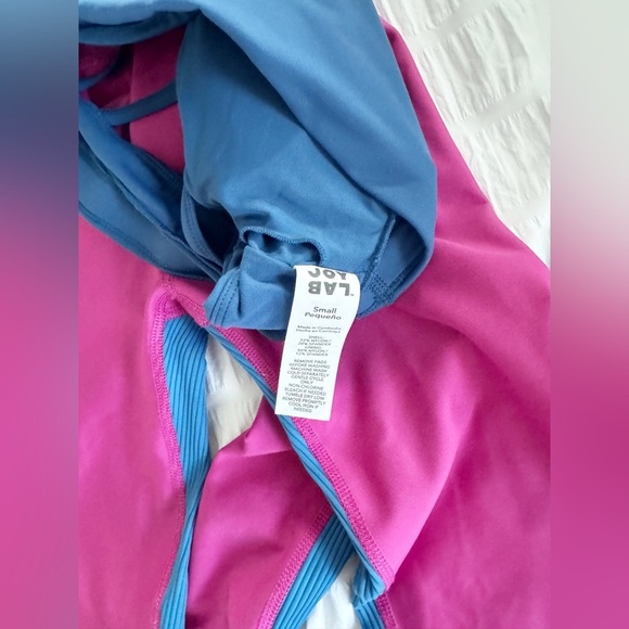 Workout Set Outfit Peloton JoyLab Small XS Pink Leggings Blue Sports Bra - Picture 5 of 7